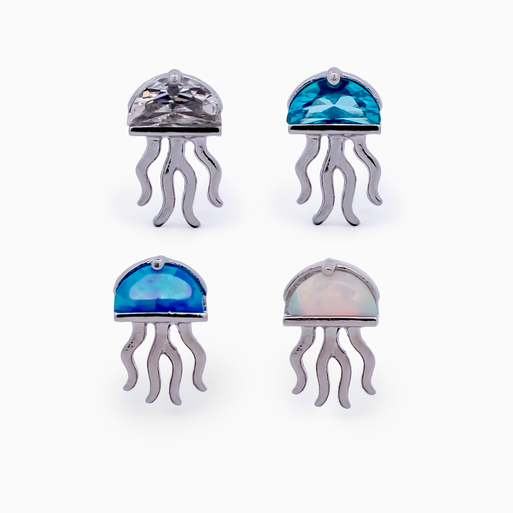 Steel Internally Threaded End - Gem/Opal Jellyfish 16G | Body Jewelry | Wiccan Center