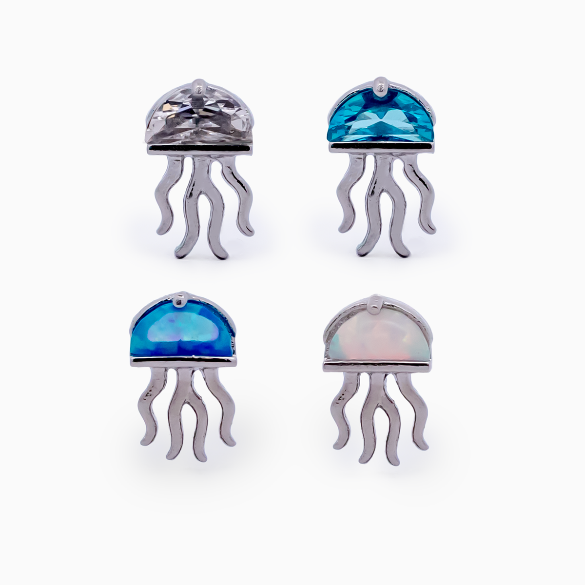 Steel Internally Threaded End - Gem/Opal Jellyfish 16G | Body Jewelry | Wiccan Center