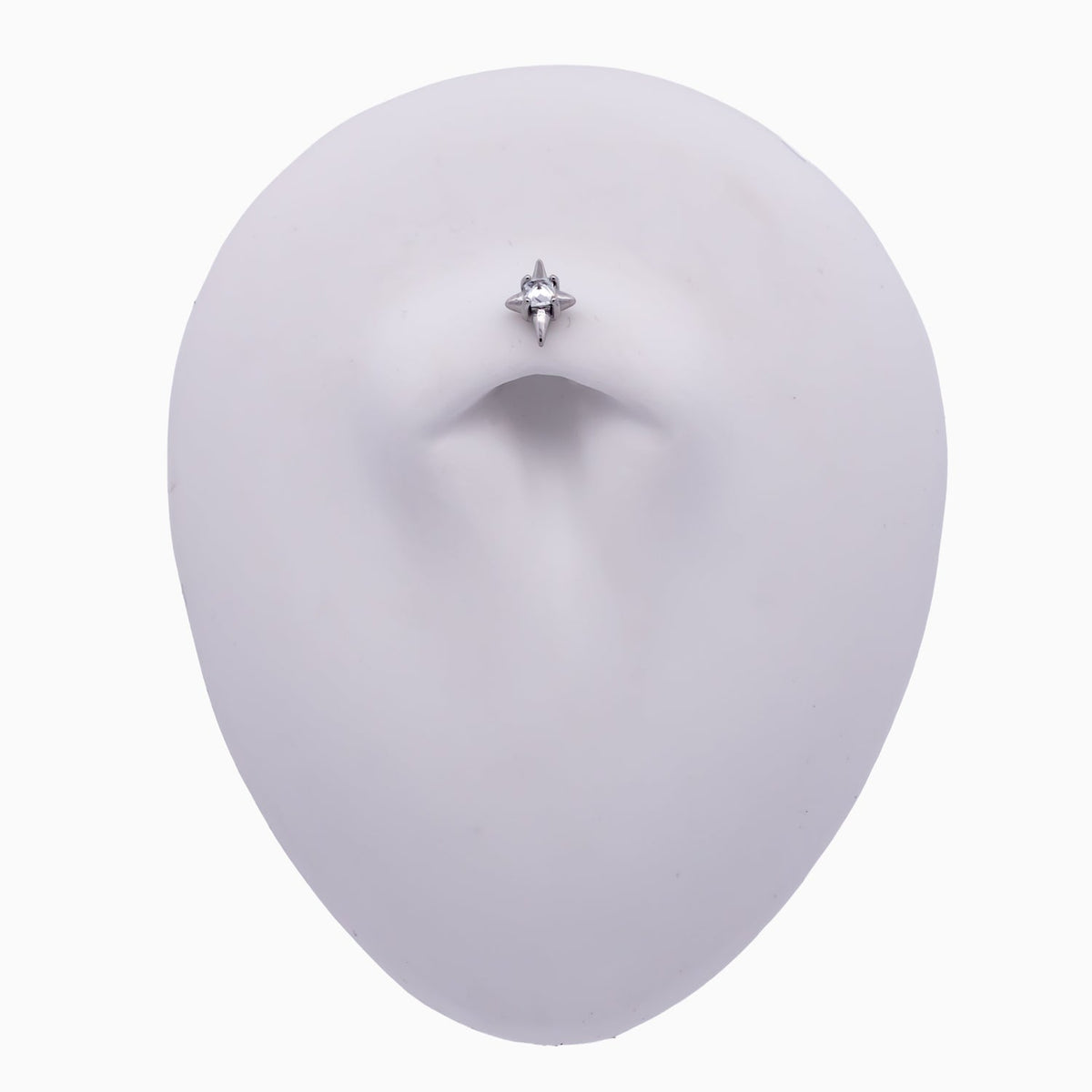 Steel Internally Threaded 4 Point Star with Square White CZ End - 16G | Body Jewelry | Wiccan Center