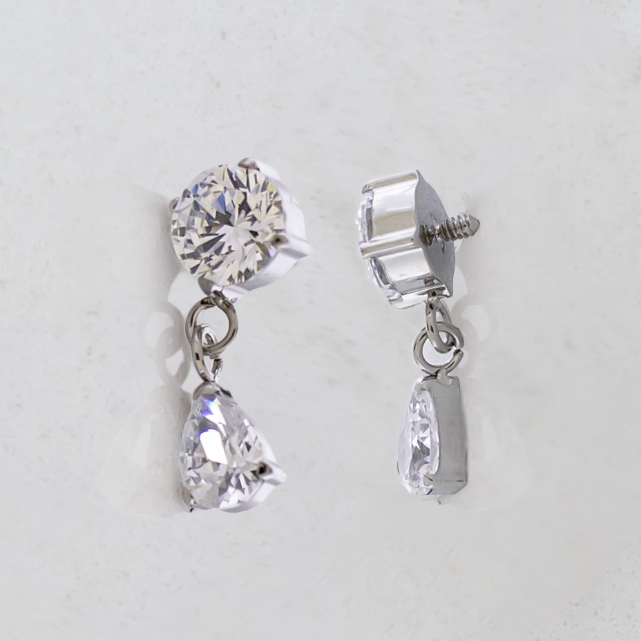 16G/18G Steel Internally Threaded End- Pear Cut Dangle | Body Jewelry | Wiccan Center