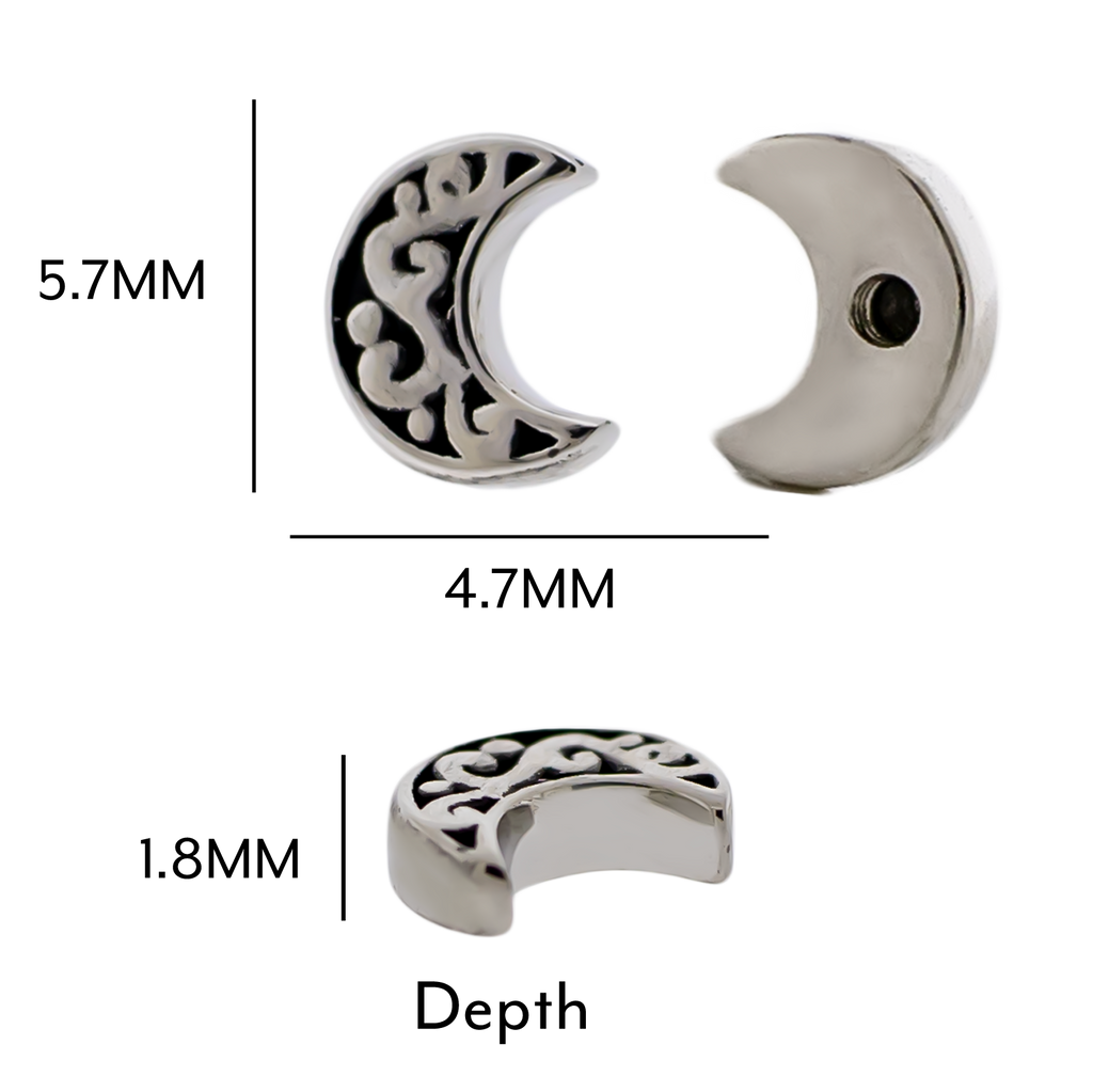 Steel Externally Threaded End - Filigree Crescent Moon 16G | Body Jewelry | Wiccan Center