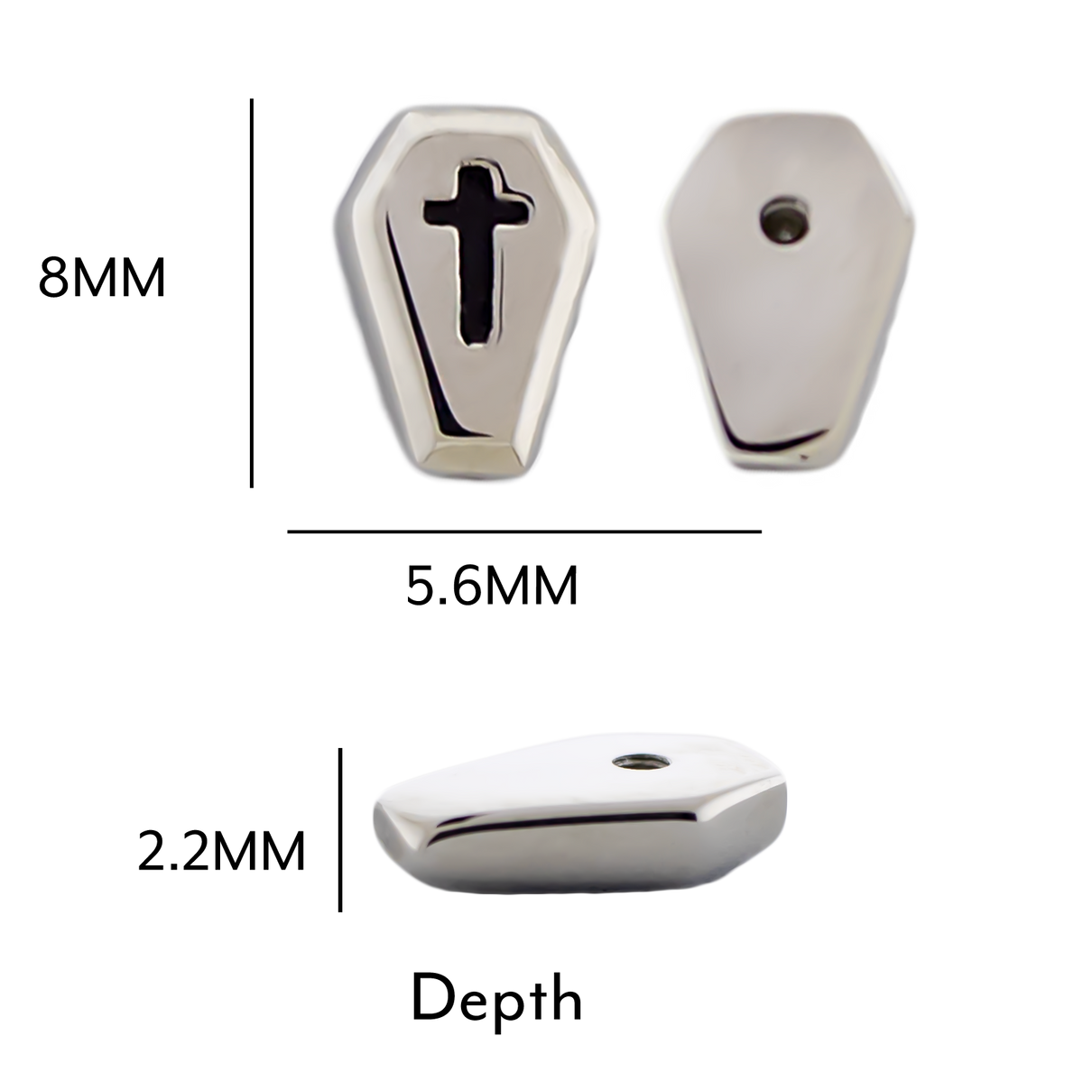 Steel Externally Threaded End - Coffin 16G | Body Jewelry | Wiccan Center