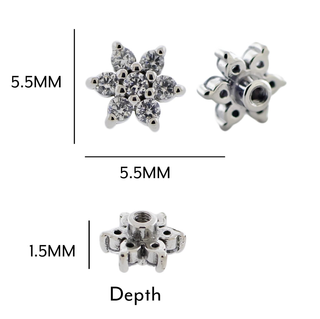 Steel Externally Threaded End - Gem Flower 16G | Body Jewelry | Wiccan Center