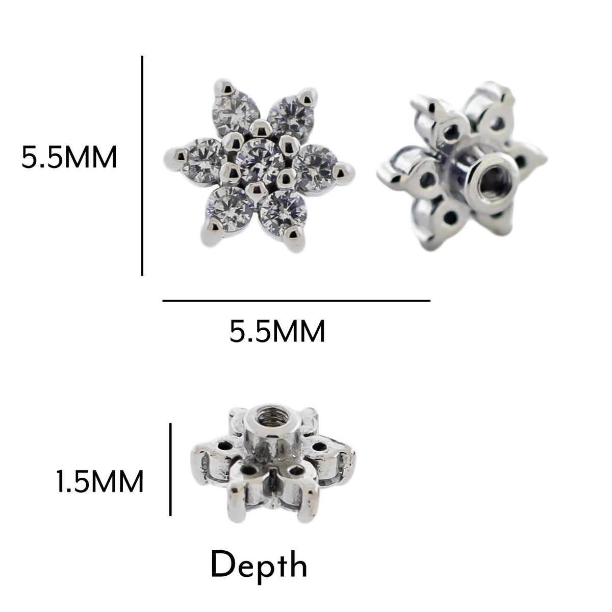 Steel Externally Threaded End - Gem Flower 16G | Body Jewelry | Wiccan Center