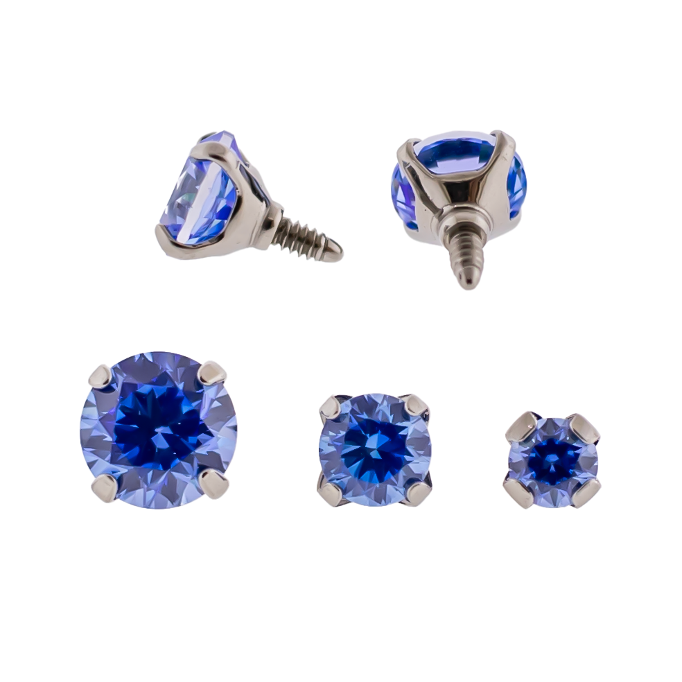Steel 16G/18G Prong Set Round Premium Zirconia (Internal) | Body Jewelry | Wiccan Center