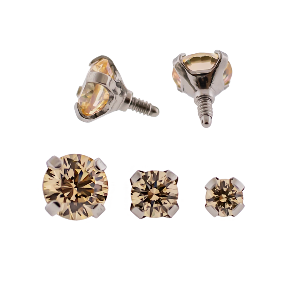 Steel 16G/18G Prong Set Round Premium Zirconia (Internal) | Body Jewelry | Wiccan Center