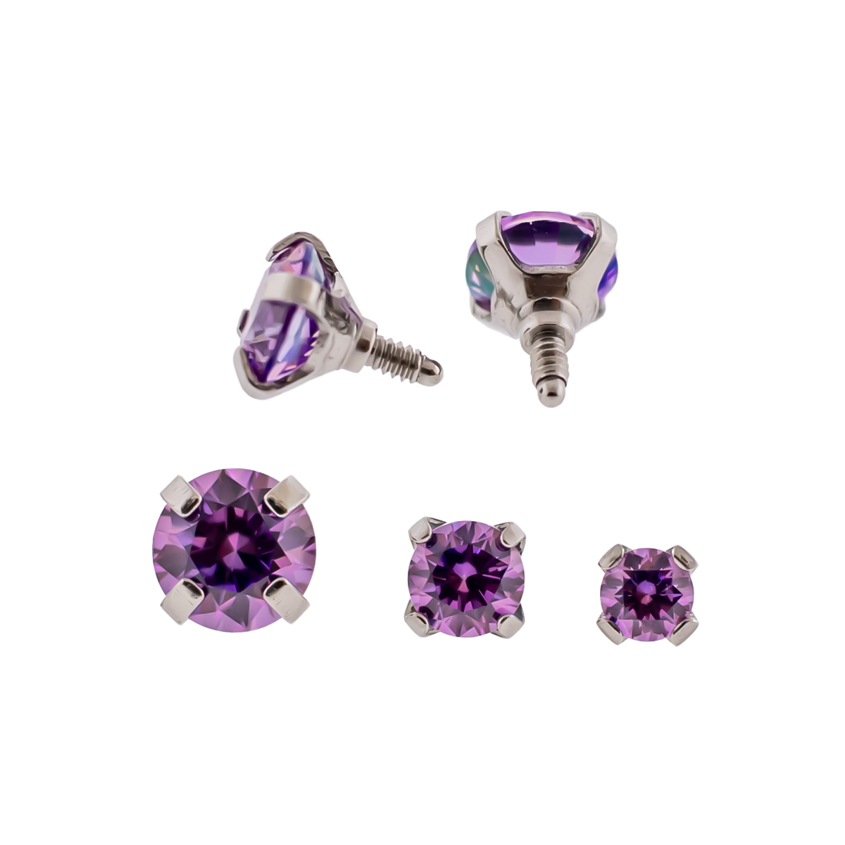 Steel 16G/18G Prong Set Round Premium Zirconia (Internal) | Body Jewelry | Wiccan Center