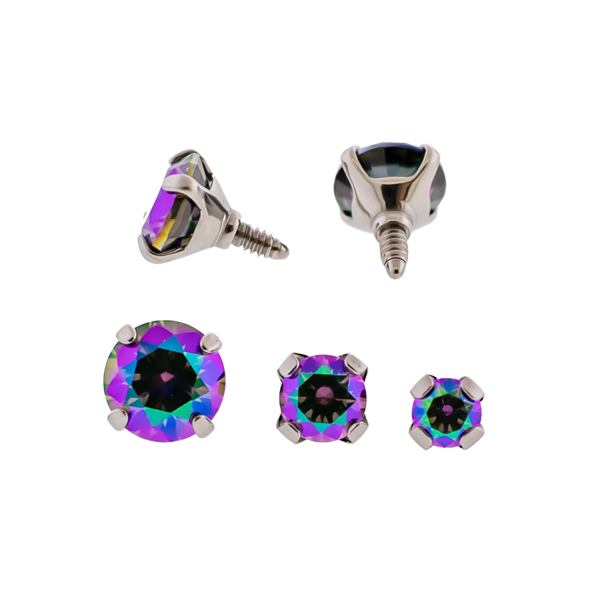 Steel 16G/18G Prong Set Round Premium Zirconia (Internal) | Body Jewelry | Wiccan Center