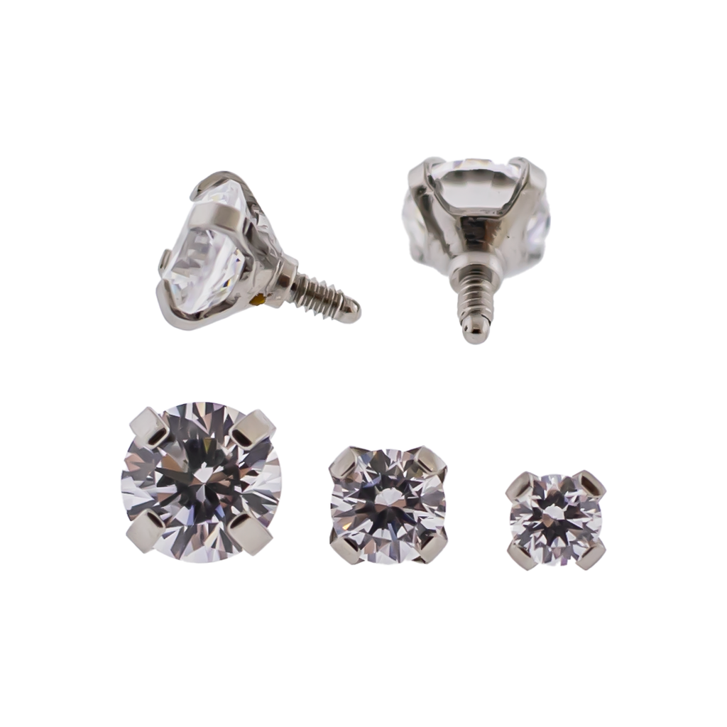 Steel 16G/18G Prong Set Round Premium Zirconia (Internal) | Body Jewelry | Wiccan Center