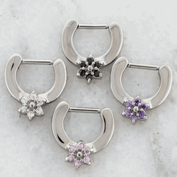 16G Septum Clicker w/ Gem Flower | Body Jewelry | Wiccan Center