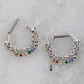16G Septum Clicker w/ Chains And Rainbow Gems | | Wiccan Center