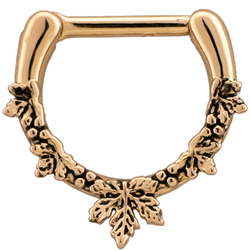16G Rose Gold PVD Septum Clicker w/ Maple Leaf | Body Jewelry | Wiccan Center