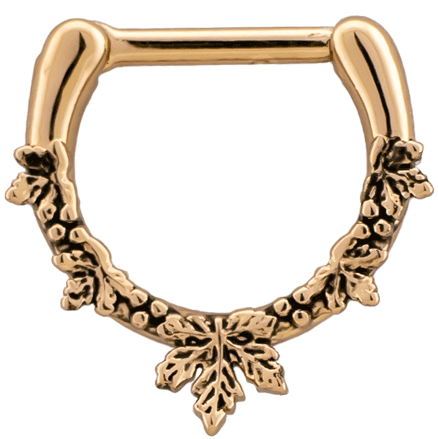 16G Rose Gold PVD Septum Clicker w/ Maple Leaf | Body Jewelry | Wiccan Center