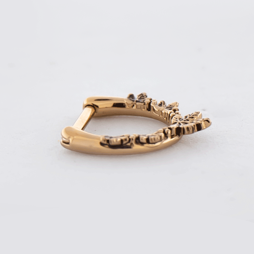16G Rose Gold PVD Septum Clicker w/ Maple Leaf | Body Jewelry | Wiccan Center