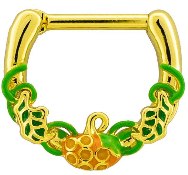 16G Gold PVD Septum Clicker w/ Pumpkin | Body Jewelry | Wiccan Center