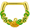 16G Gold PVD Septum Clicker w/ Pumpkin | Body Jewelry | Wiccan Center