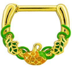 16G Gold PVD Septum Clicker w/ Pumpkin | Body Jewelry | Wiccan Center