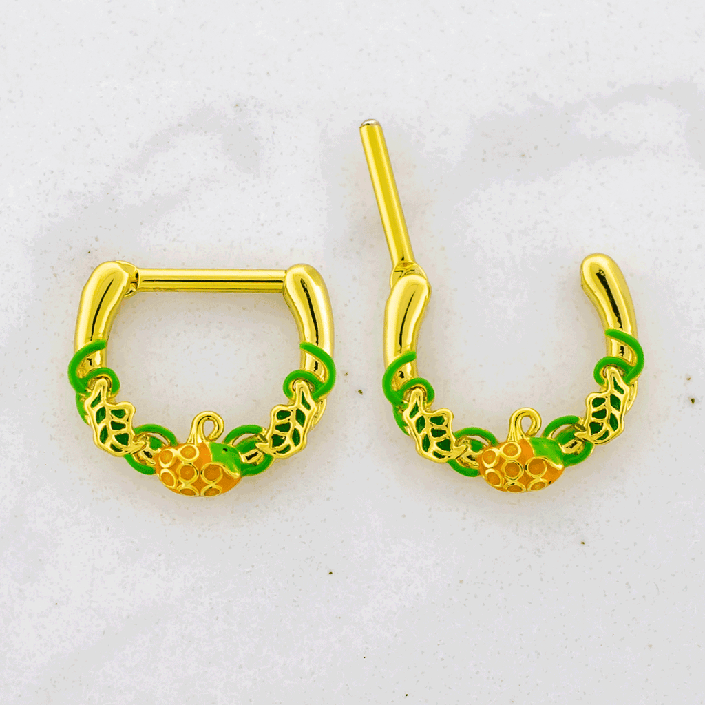 16G Gold PVD Septum Clicker w/ Pumpkin | Body Jewelry | Wiccan Center