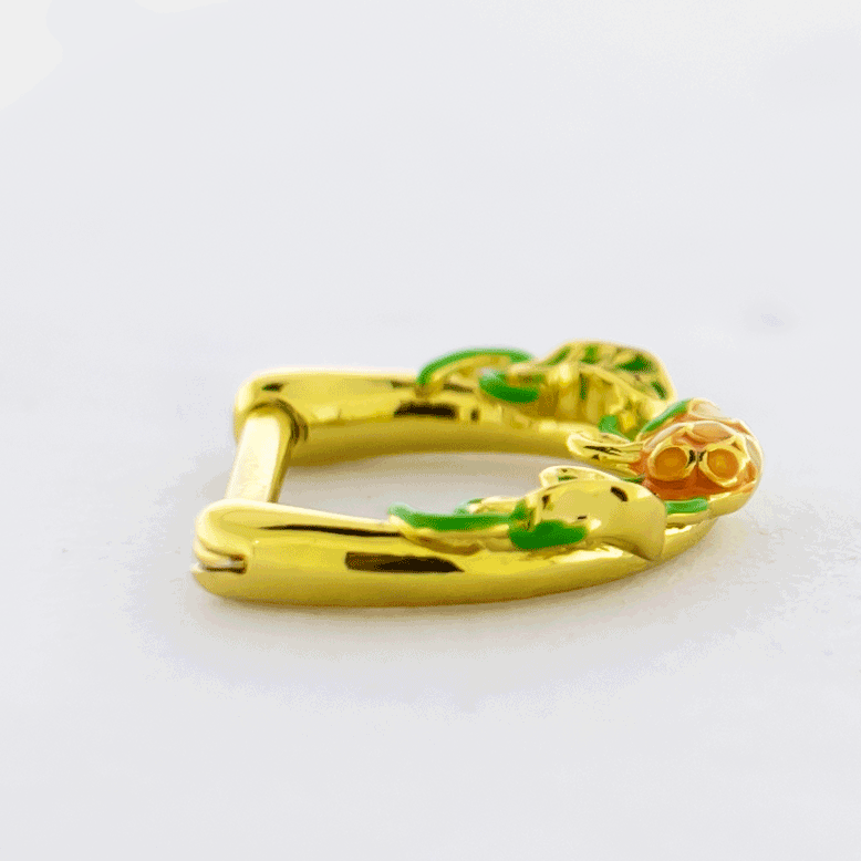 16G Gold PVD Septum Clicker w/ Pumpkin | Body Jewelry | Wiccan Center