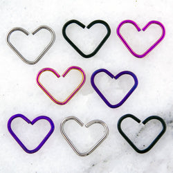 18G - 16G Steel Heart Seamless Rings | Body Jewelry | Wiccan Center