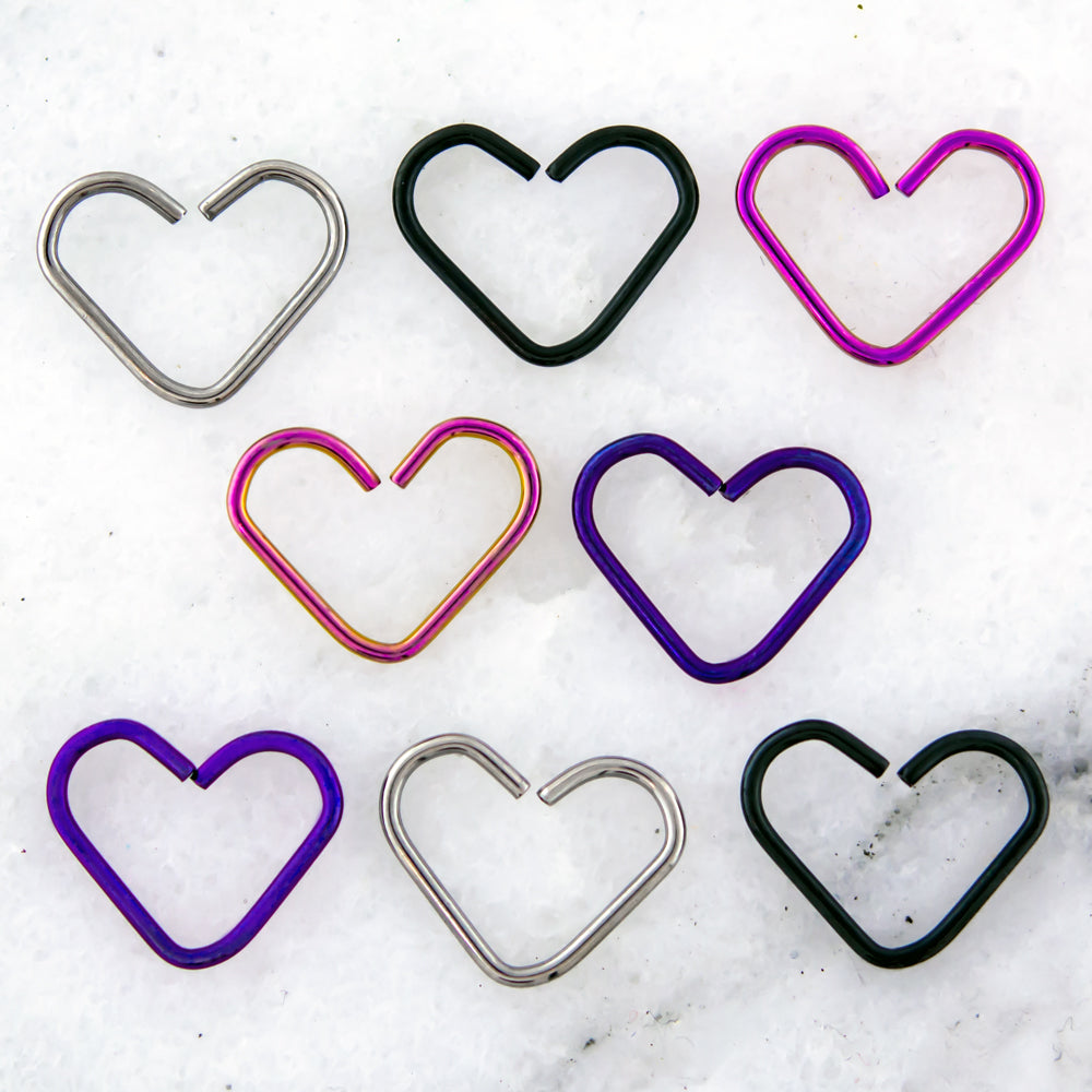 18G - 16G Steel Heart Seamless Rings | Body Jewelry | Wiccan Center