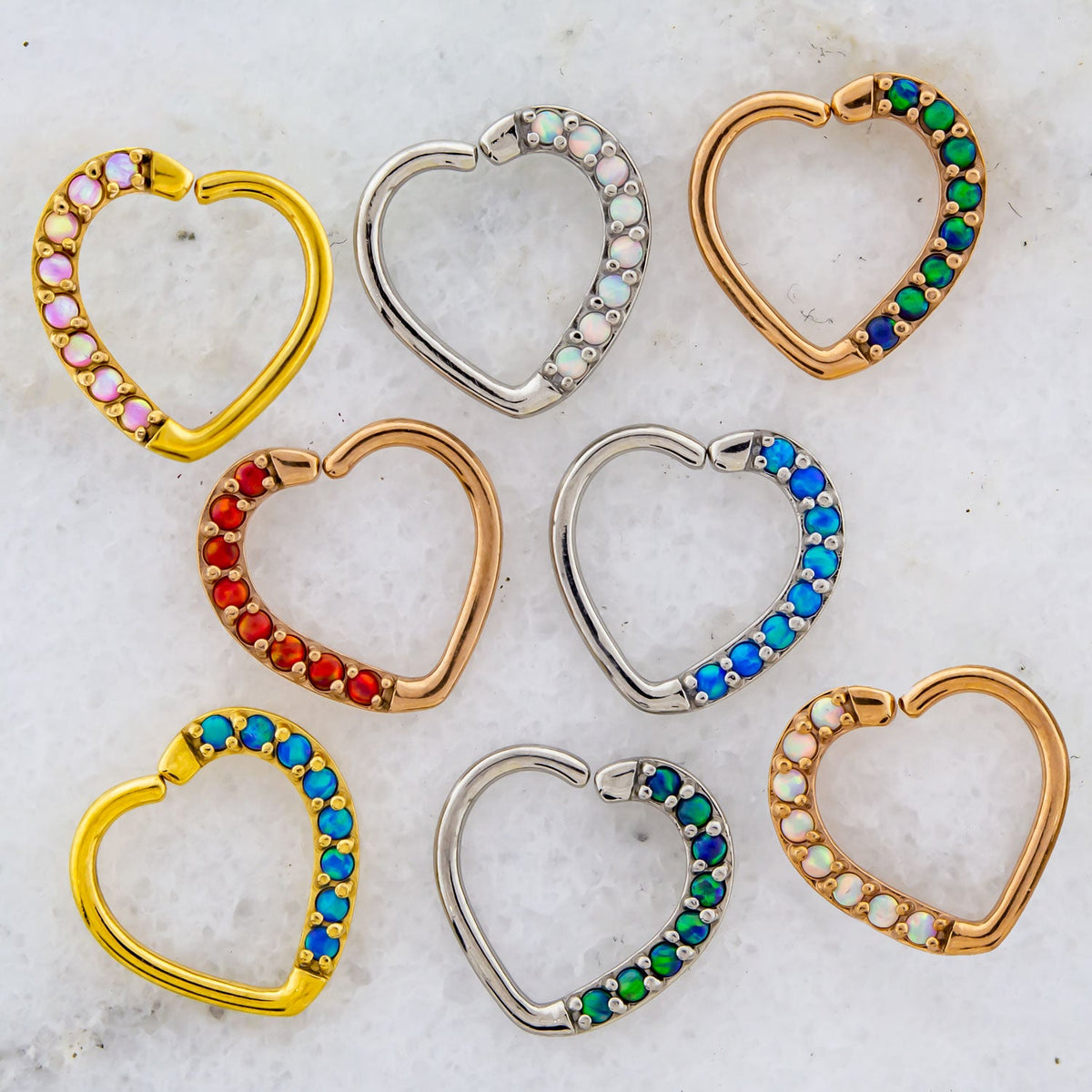 16G Pave Opal Heart Seamless Ring | Body Jewelry | Wiccan Center