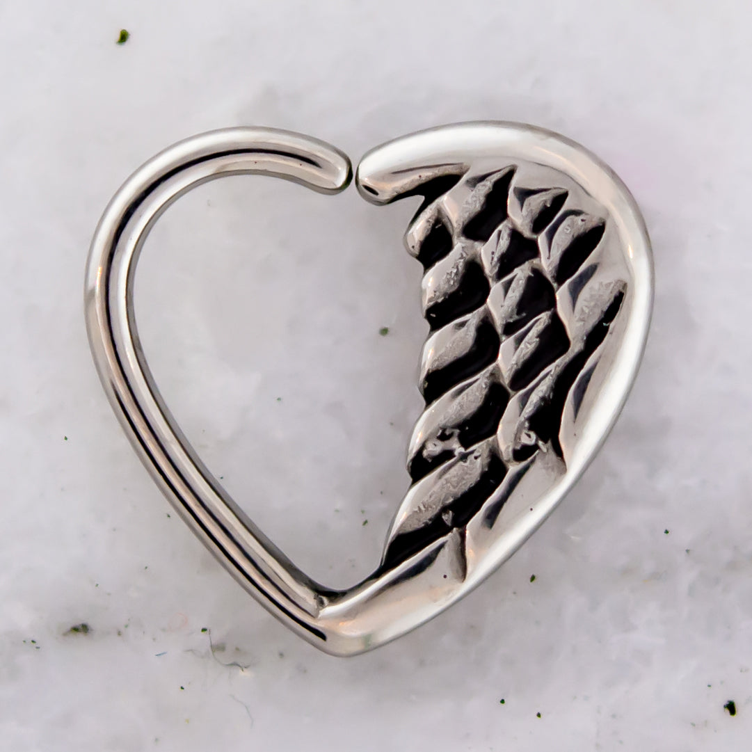 16G Steel Heart Angel Wing Seamless Ring | Body Jewelry | Wiccan Center
