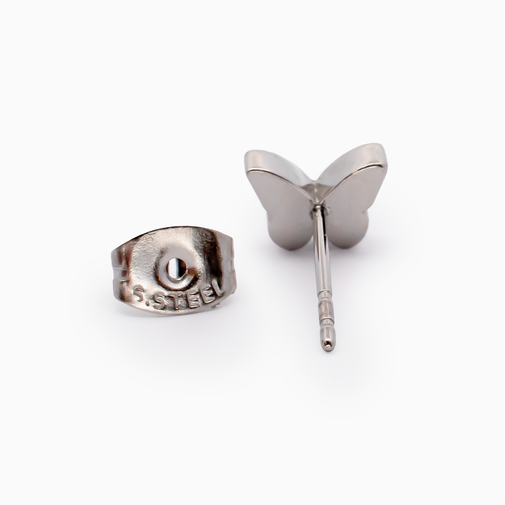 Steel Gemmed Butterfly Earring Studs | Body Jewelry | Wiccan Center