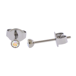 Steel Round Bezel Set Gem Earring Studs | Body Jewelry | Wiccan Center