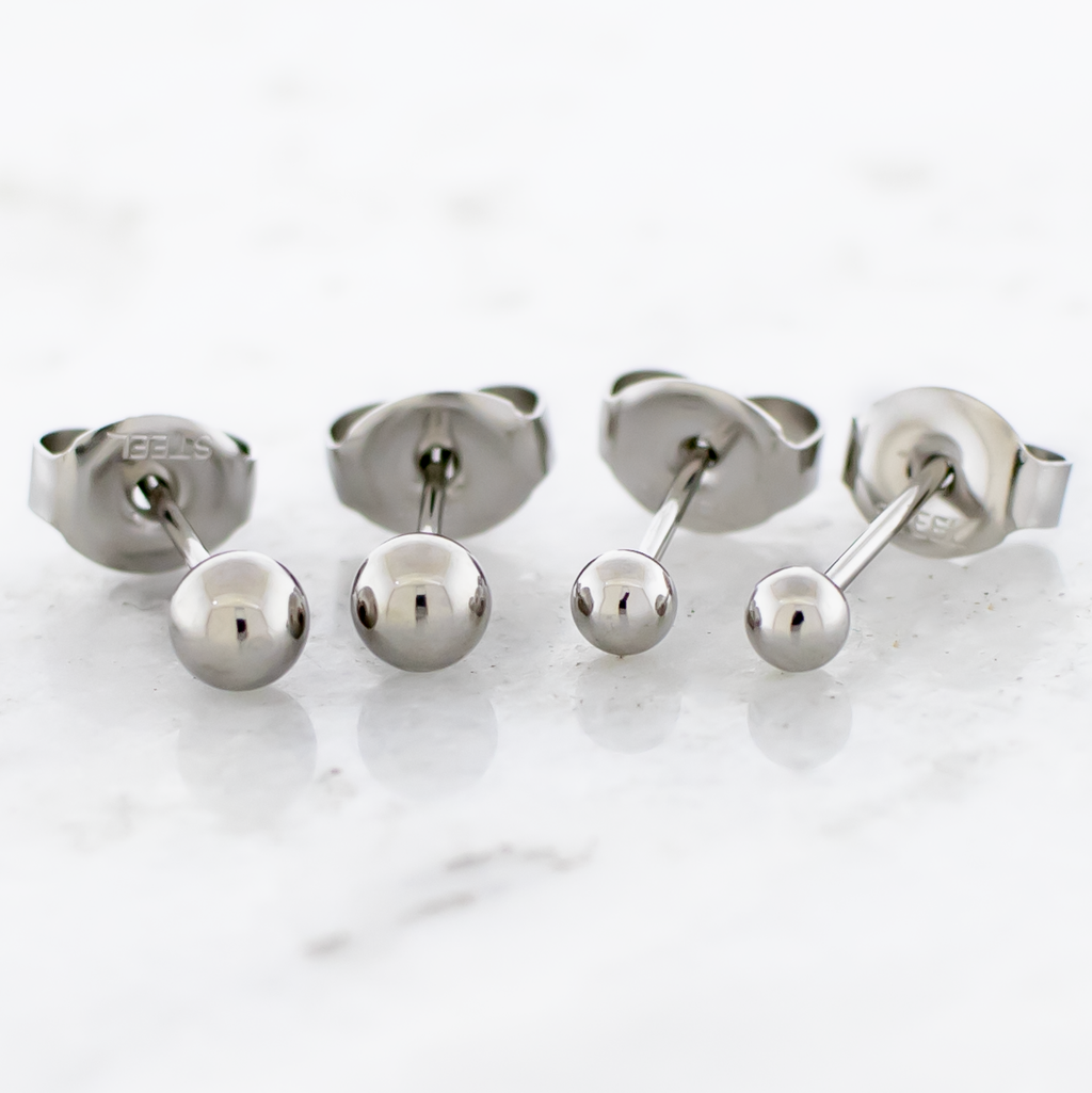 Steel Plain Ball Earring Studs | Body Jewelry | Wiccan Center