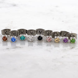 Steel Prong Set Round Premium Zirconia Earring Studs | Body Jewelry | Wiccan Center