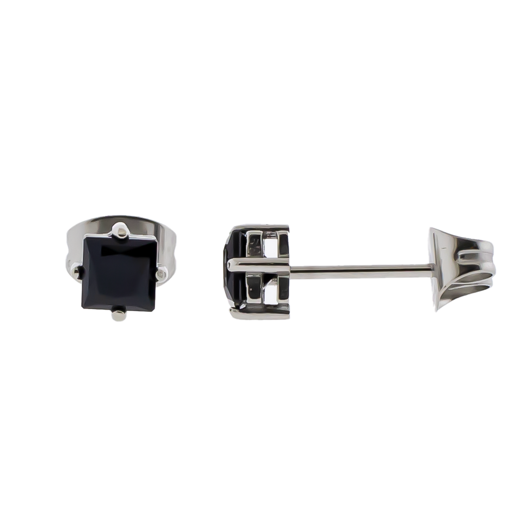 Steel Prong Set Square Premium Zirconia Earring Studs | Body Jewelry | Wiccan Center