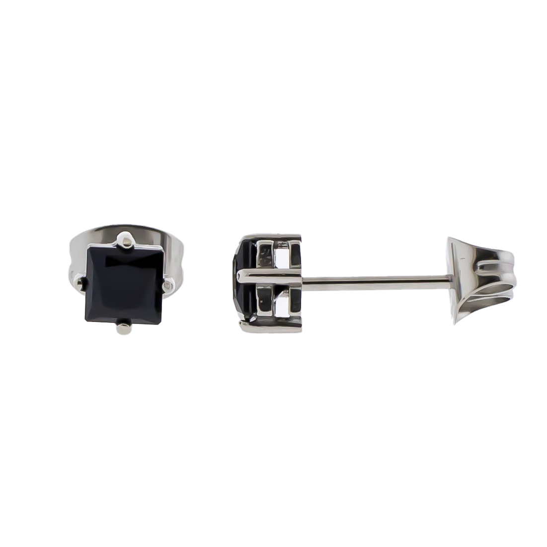 Steel Prong Set Square Premium Zirconia Earring Studs | Body Jewelry | Wiccan Center