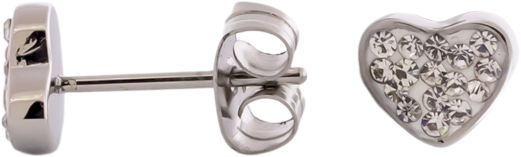 Steel Gemmed Heart Earring Studs | Body Jewelry | Wiccan Center