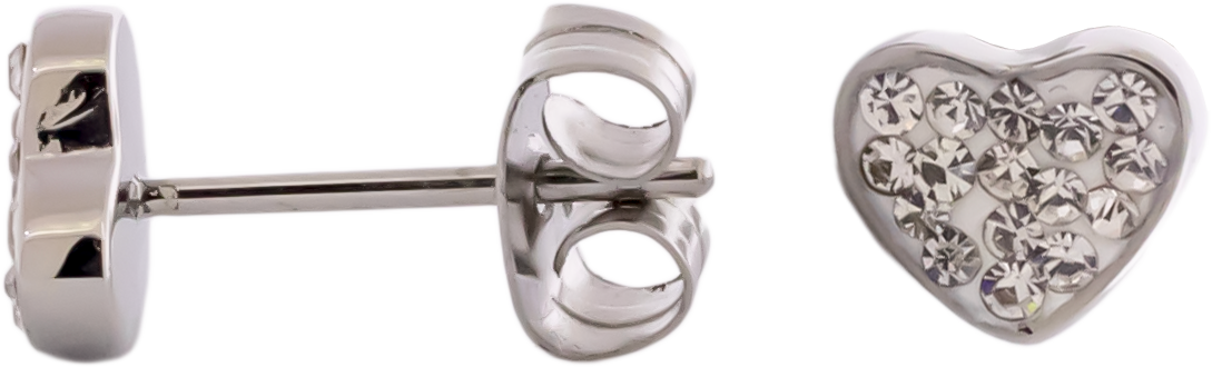Steel Gemmed Heart Earring Studs | Body Jewelry | Wiccan Center