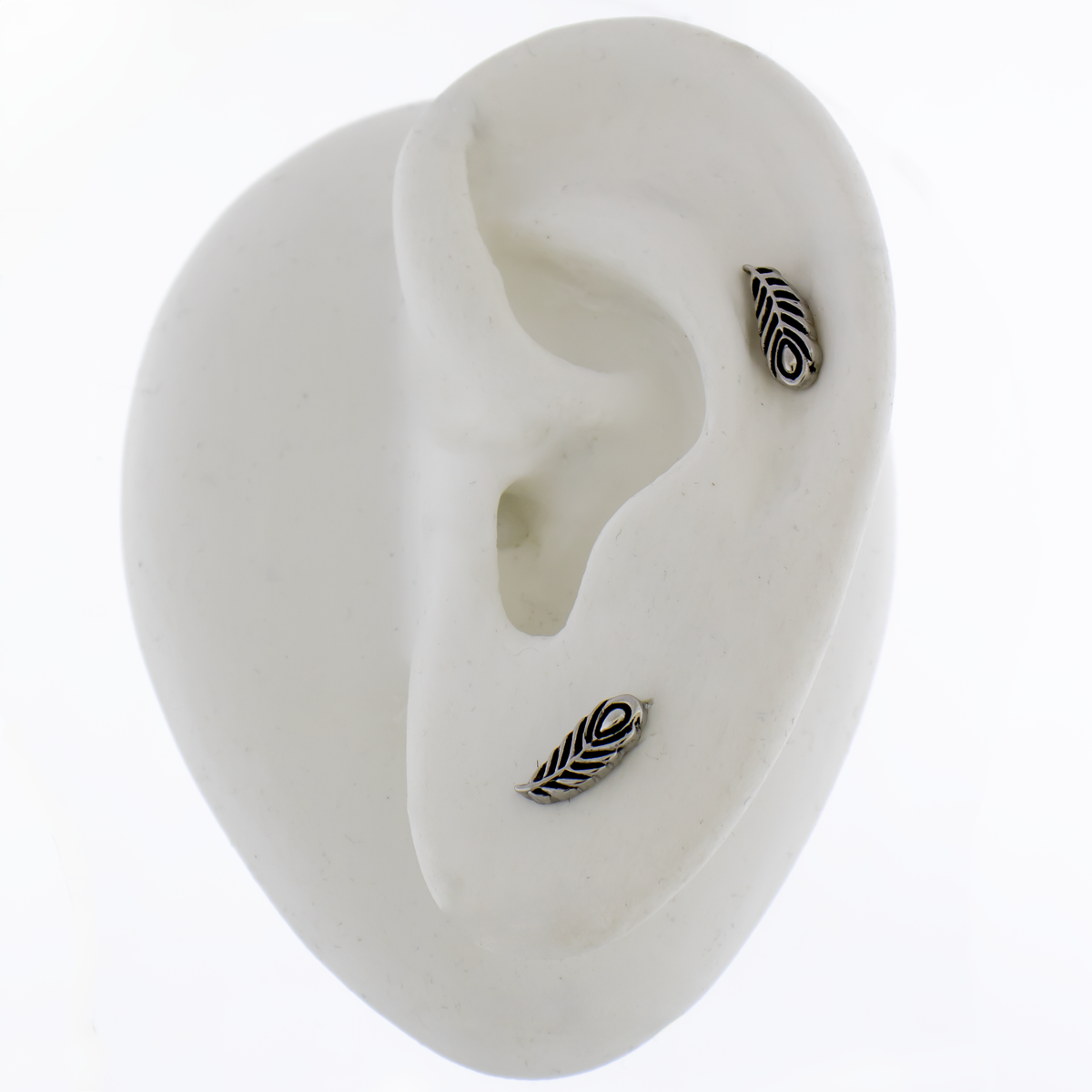 Steel Peacock Feather Earring Studs | Body Jewelry | Wiccan Center