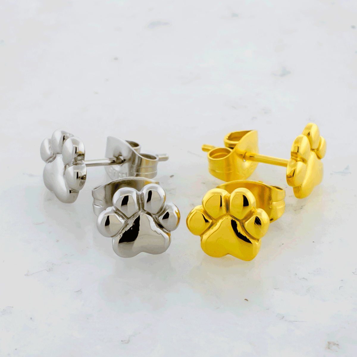Steel Pawprint Earring Studs | Body Jewelry | Wiccan Center