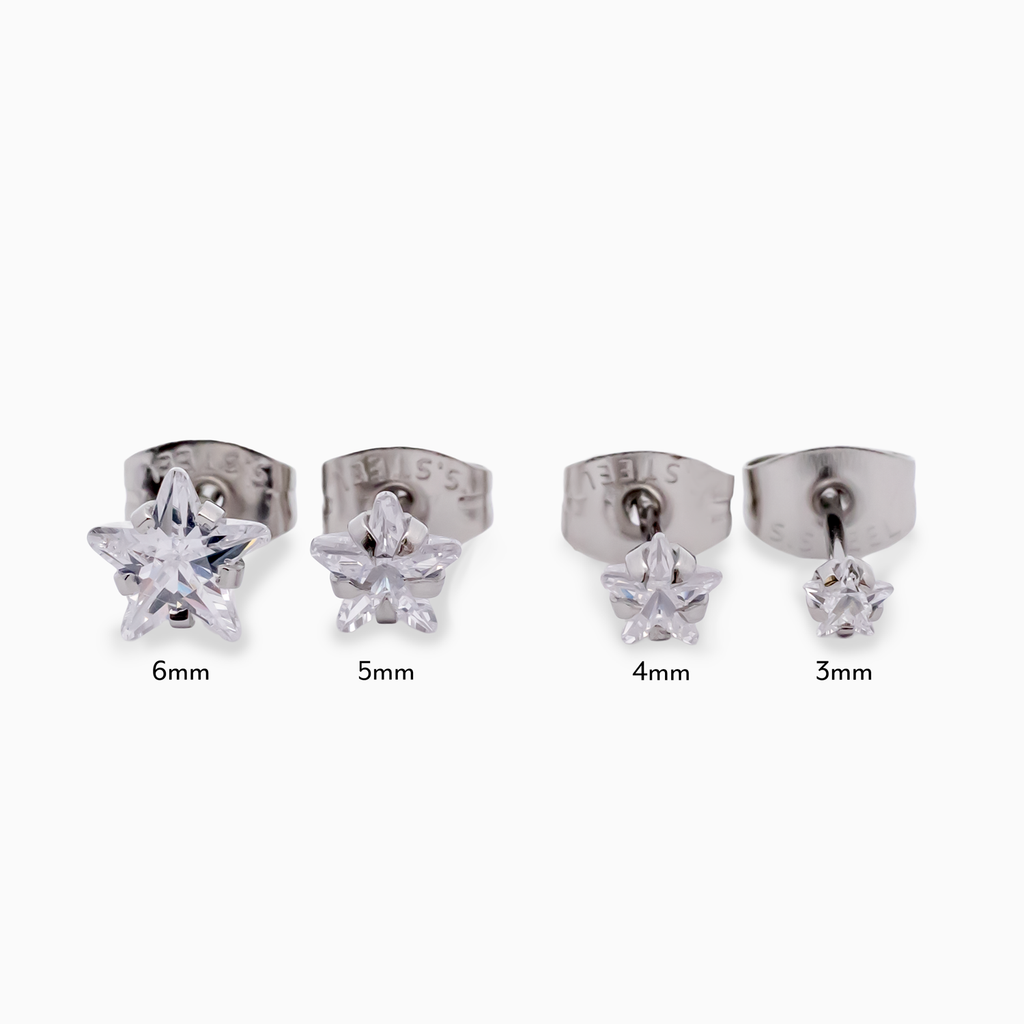 Steel Prong Set Star Gem Earring Studs | Body Jewelry | Wiccan Center
