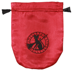 Red Satin Black Cat Tarot Bag | Tarot Bags | Wiccan Center