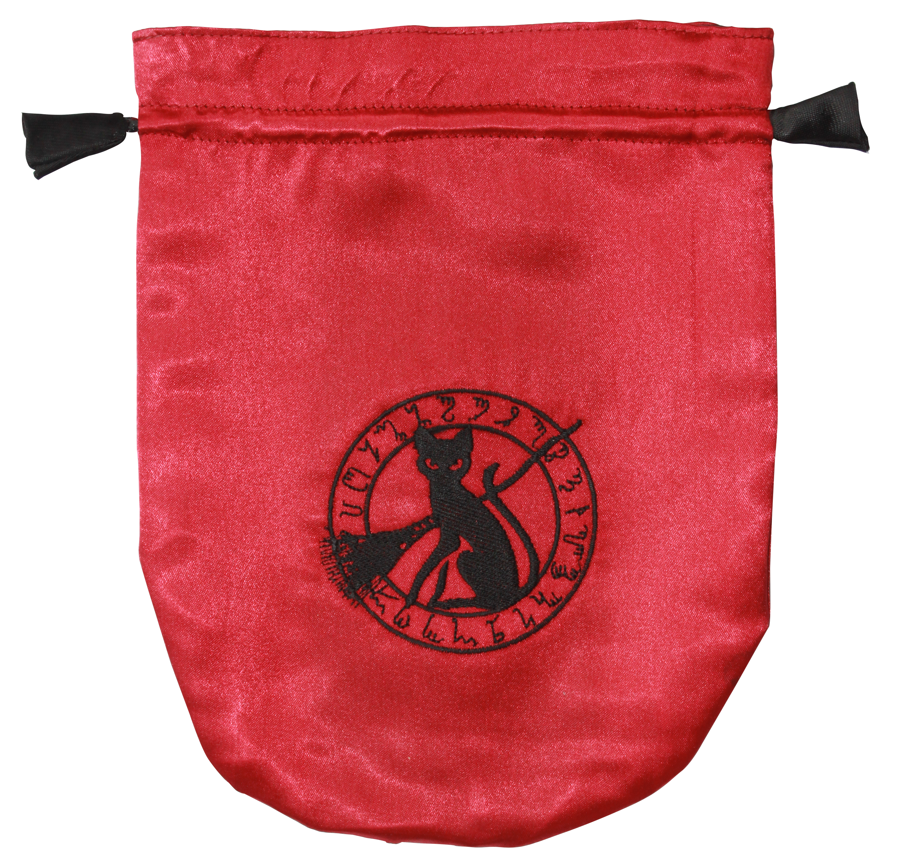 Red Satin Black Cat Tarot Bag | Tarot Bags | Wiccan Center