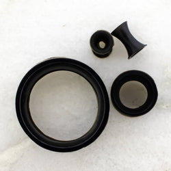 Silicone Double Flare Tunnels - Black - 6g - 2" | Body Jewelry | Wiccan Center
