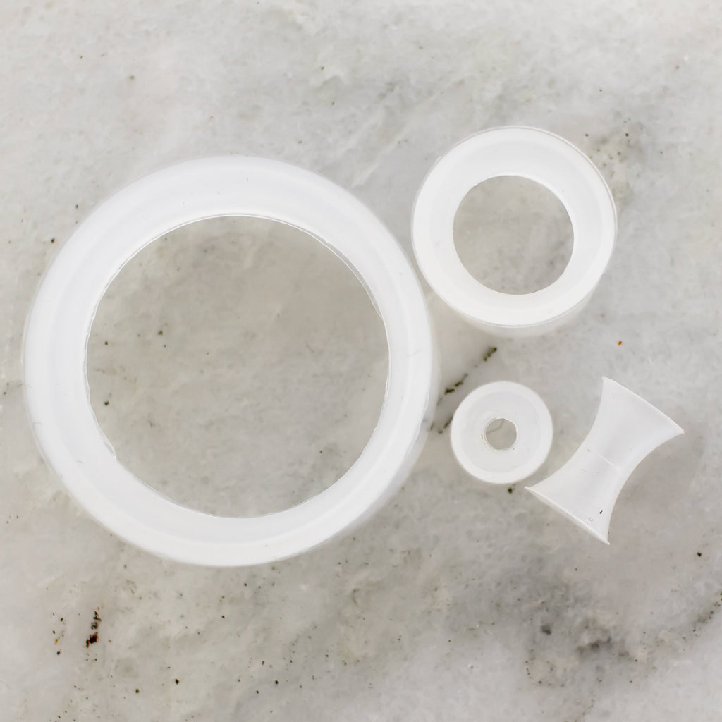 Silicone Double Flare Tunnels - Clear - 6g - 2" | Body Jewelry | Wiccan Center