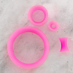 Silicone Double Flare Tunnels - Pink - 6g - 2" | Body Jewelry | Wiccan Center