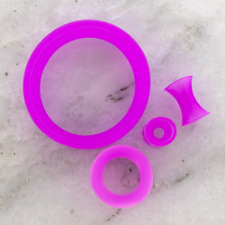 Silicone Double Flare Tunnels - Purple - 6g - 2" | Body Jewelry | Wiccan Center