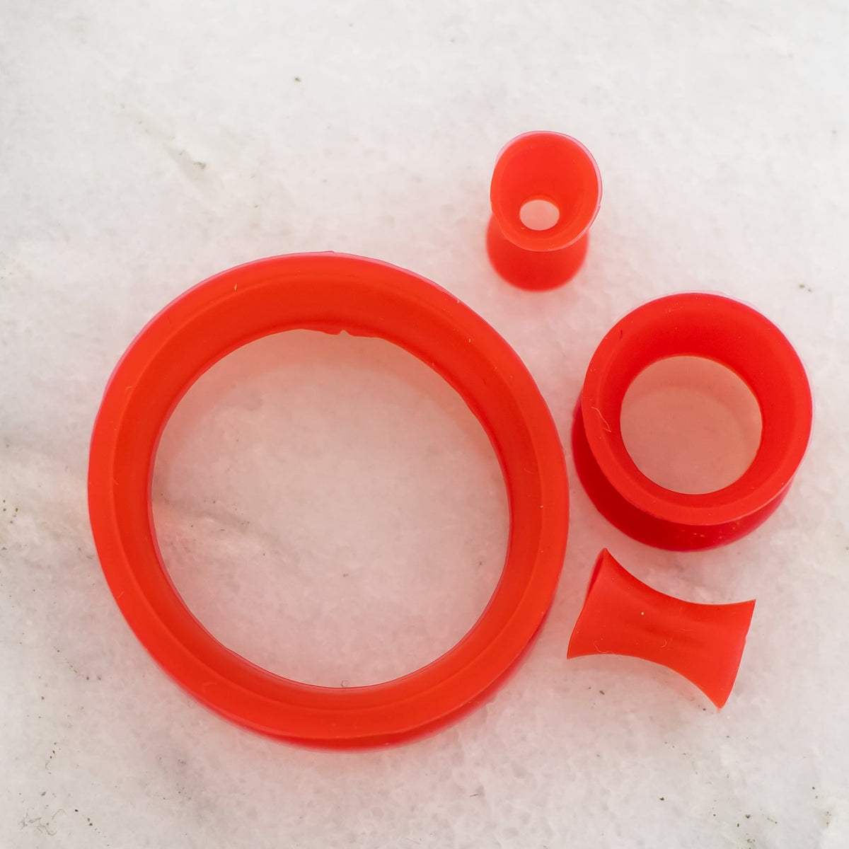 Silicone Double Flare Tunnels - Red - 6g - 2" | Body Jewelry | Wiccan Center