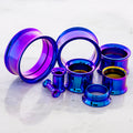 Blurple Steel Double Flare Tunnels - Internally Threaded | Body Jewelry | Wiccan Center