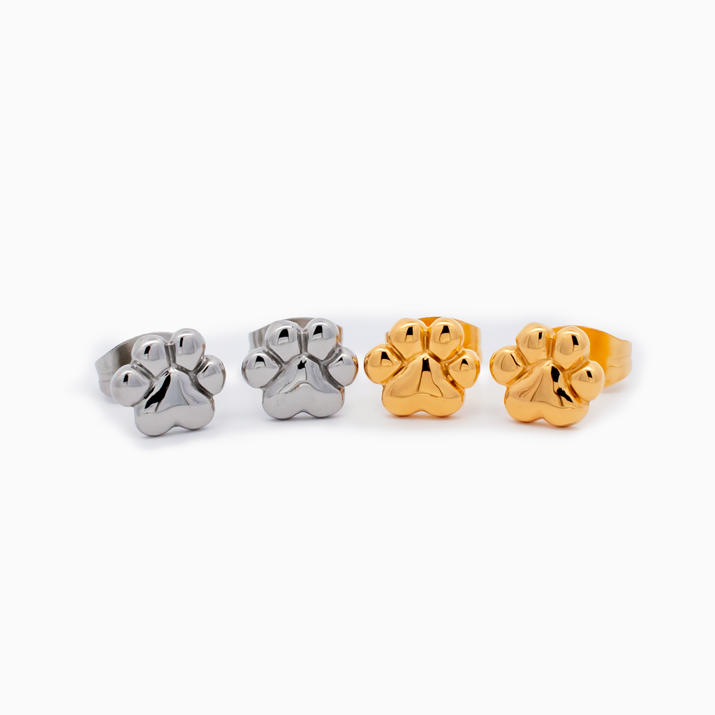Steel Pawprint Earring Studs | Body Jewelry | Wiccan Center