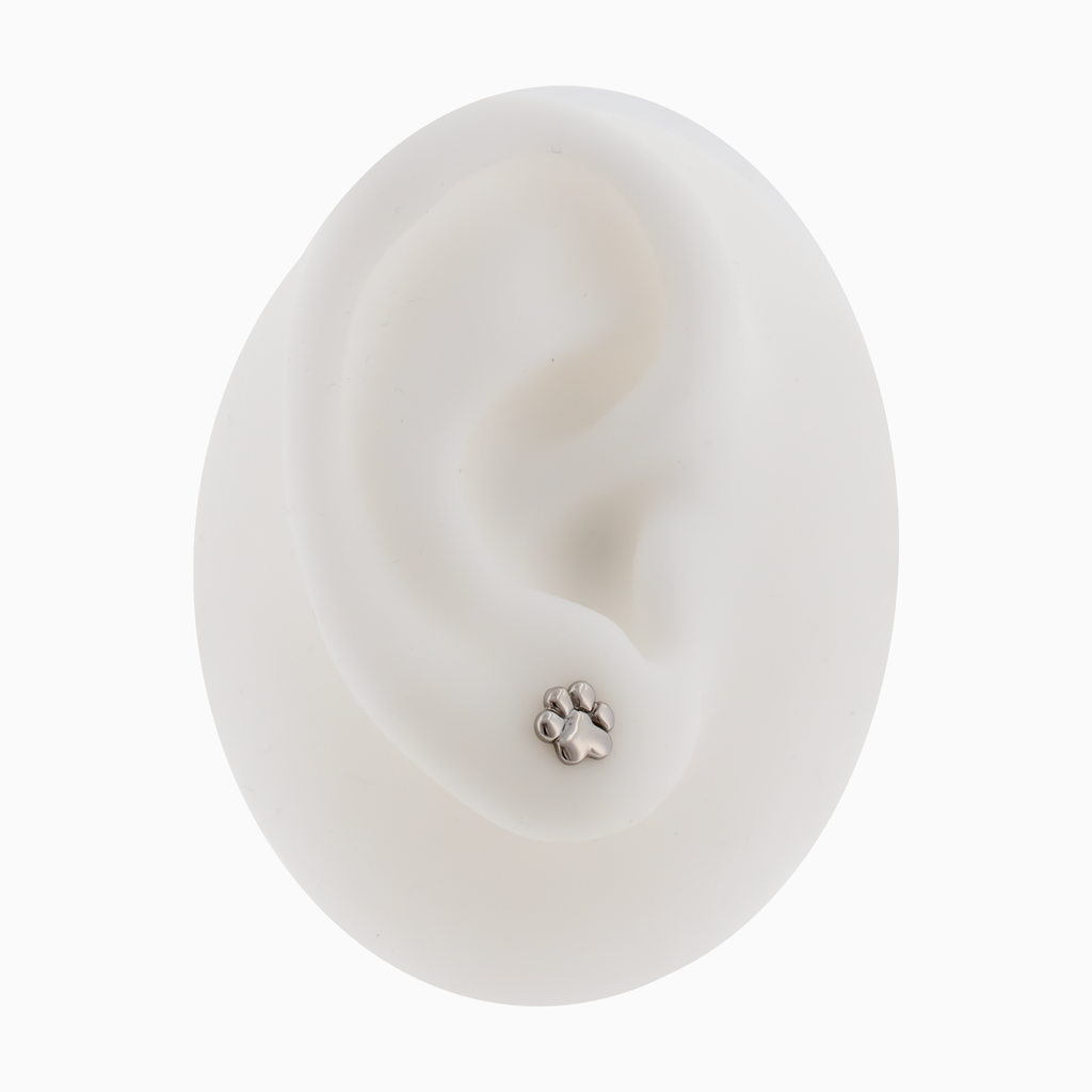 Steel Pawprint Earring Studs | Body Jewelry | Wiccan Center
