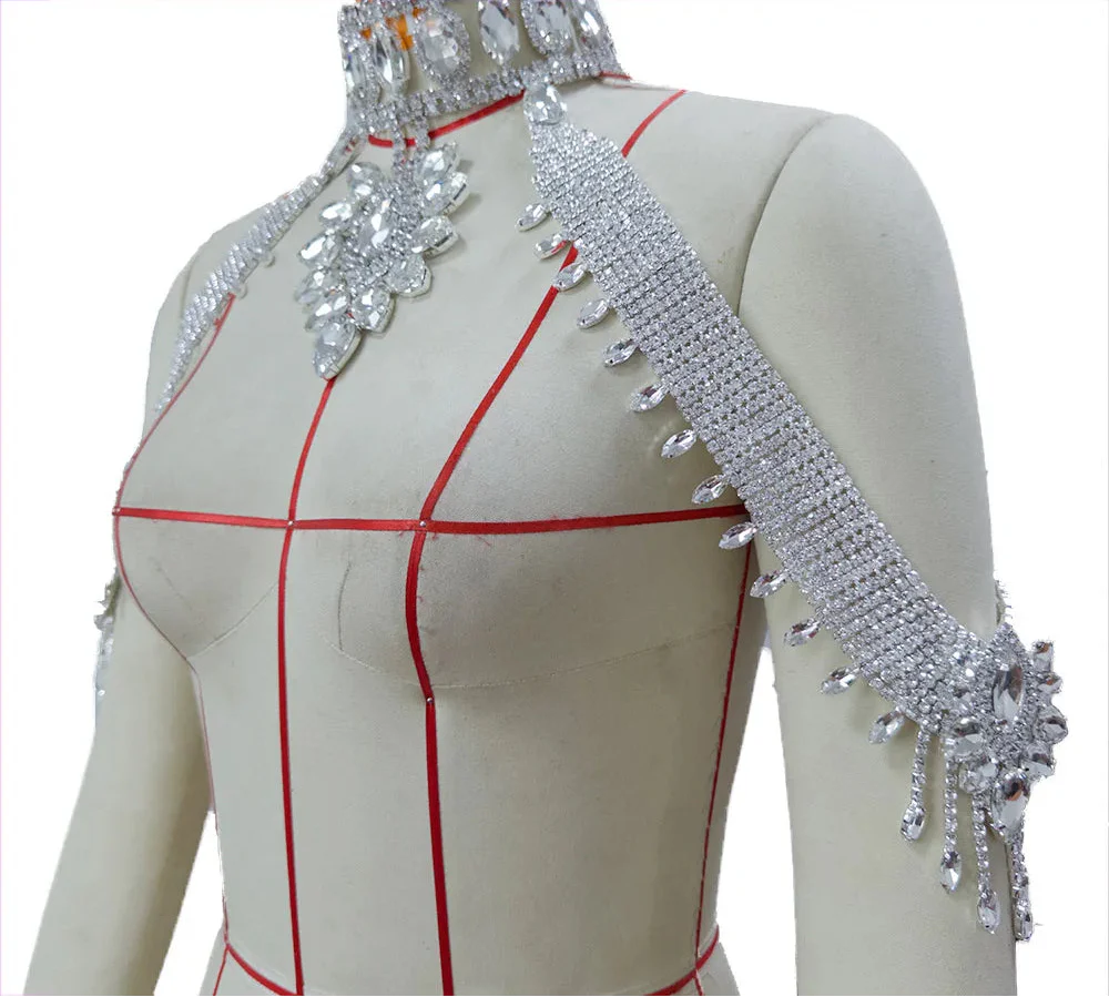 Rhinestone Shoulder Choker Crystal Drop & Cuff Crystal Set | Body Chains | Wiccan Center