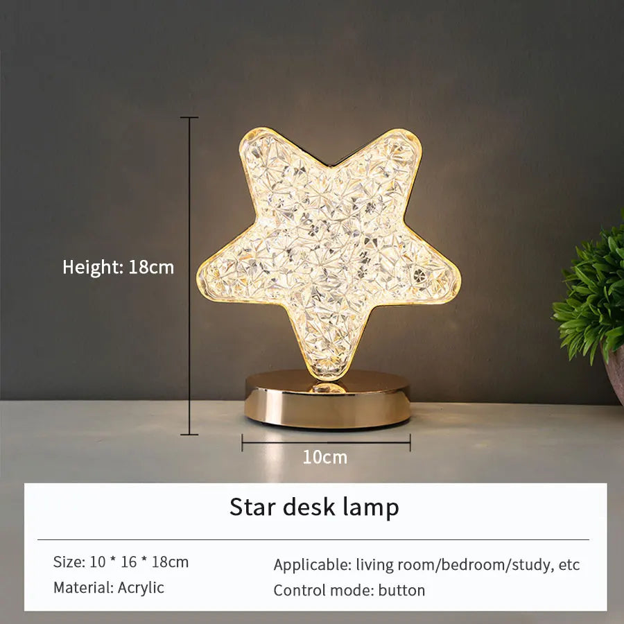 Bedroom Crystal Touch Dimming Night Light Girls Room Home Decor Aesthetics USB Bedside LED Ambient Table 3d Moon Lamp